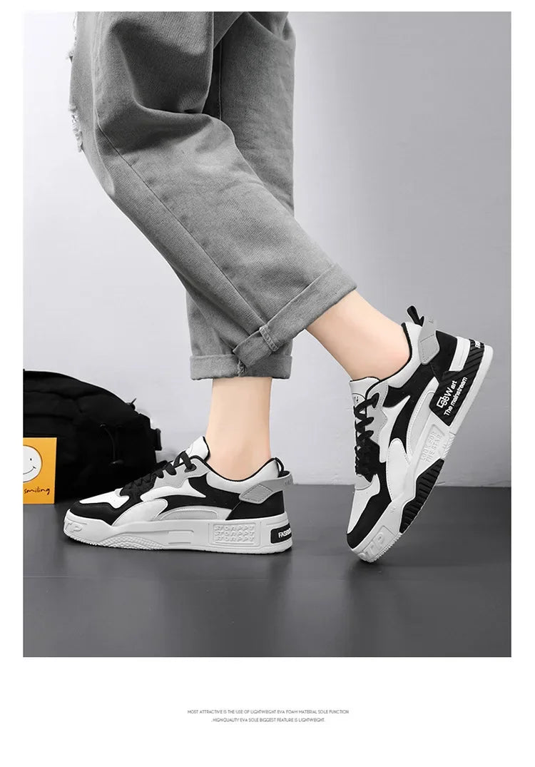 Men's Sneakers Men's Comfortable Platform Shoes 2024 Trend Lace-up Vulcanized Shoes White Casual Sneakers Zapatillas