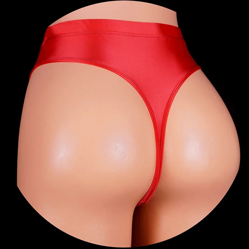 YAULAANG Damen String 2025 - Japan Style High-Waist Satin String glänzend