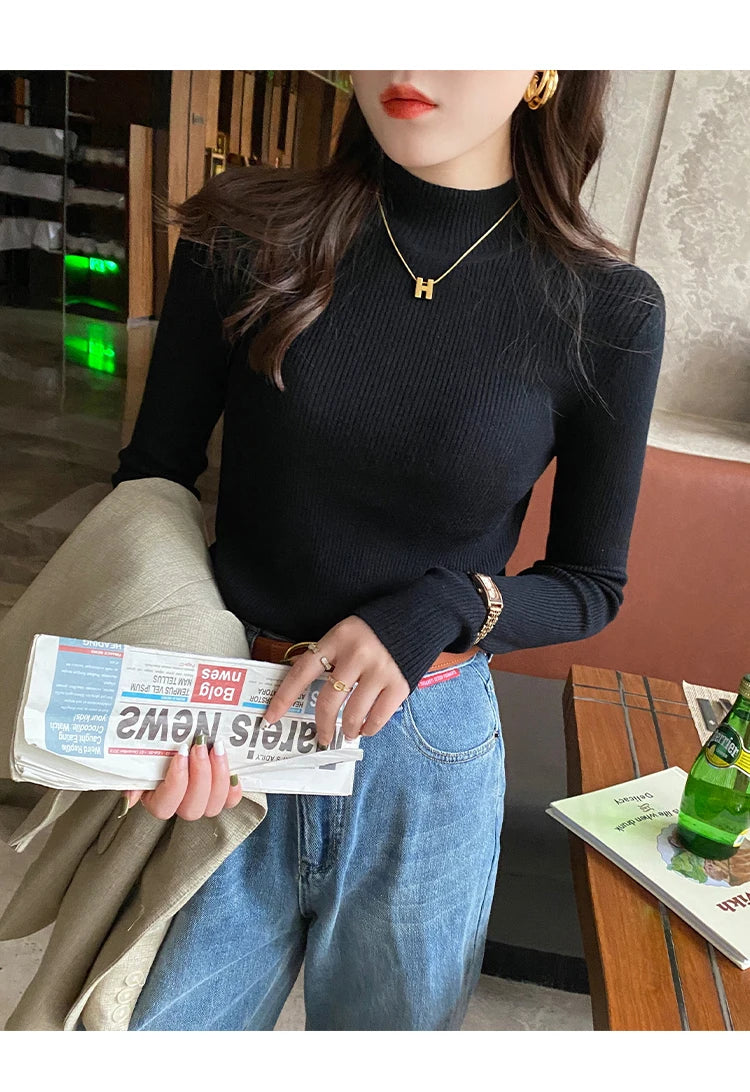 HerbstChic Mockneck Stehkragen - S-XL, dünn, Strick