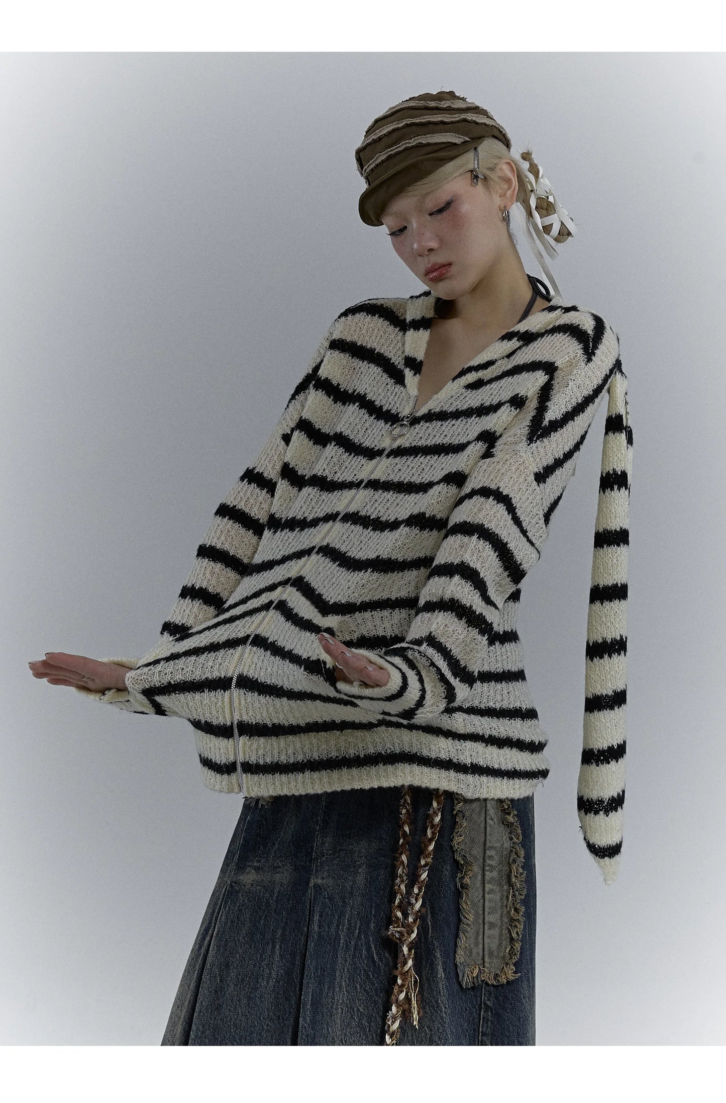 Karrcat Grunge Strickjacke Hollow Out - S/M, Vollarm