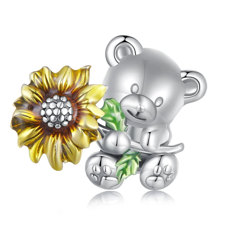 Sterling Silber Anhänger: WOSTU 925 DIY Armband Charms AAA Cubic Zirkonia - Haustier Kamera Biene Kaffee Marienkäfer Perlen Original 1.9g