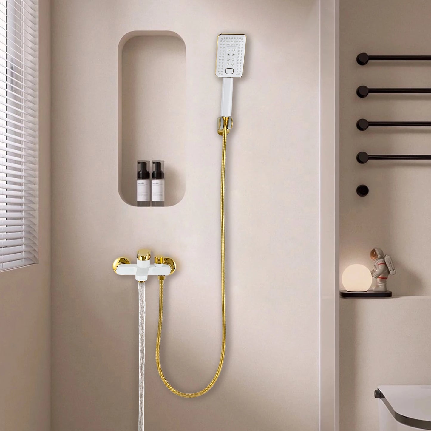 AquaGold Badewannen-Duscharmatur-Set G1/2, 1,5 m Schlauch, 2 Modi