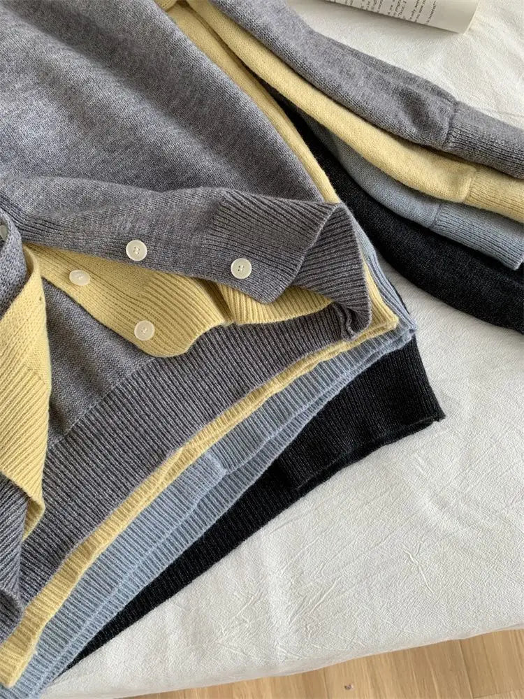 Pateekate Koreanischer Stil Kapuzen Strickcardigan - Größe M, Material Polyester/Viskose/Spandex, Lockere Passform