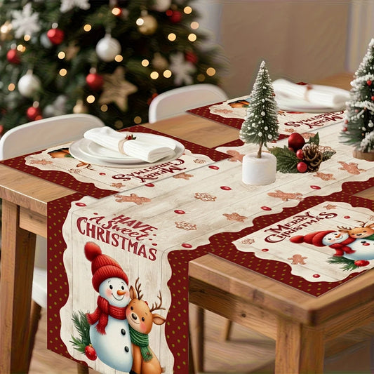 Christmas snowman Table Runner Merry Christmas Decorations for Home 2025 Xmas Party Decor Navidad Natal Noel Gifts New Year 2026