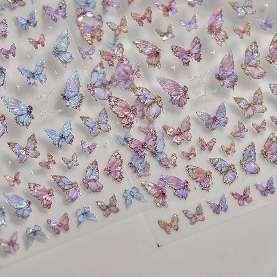 Shell Light Butterfly Nail Stickers High Quality Design Adhesive Stickers Nail Art Decoration Nail Supplies Decals Manicure Tool