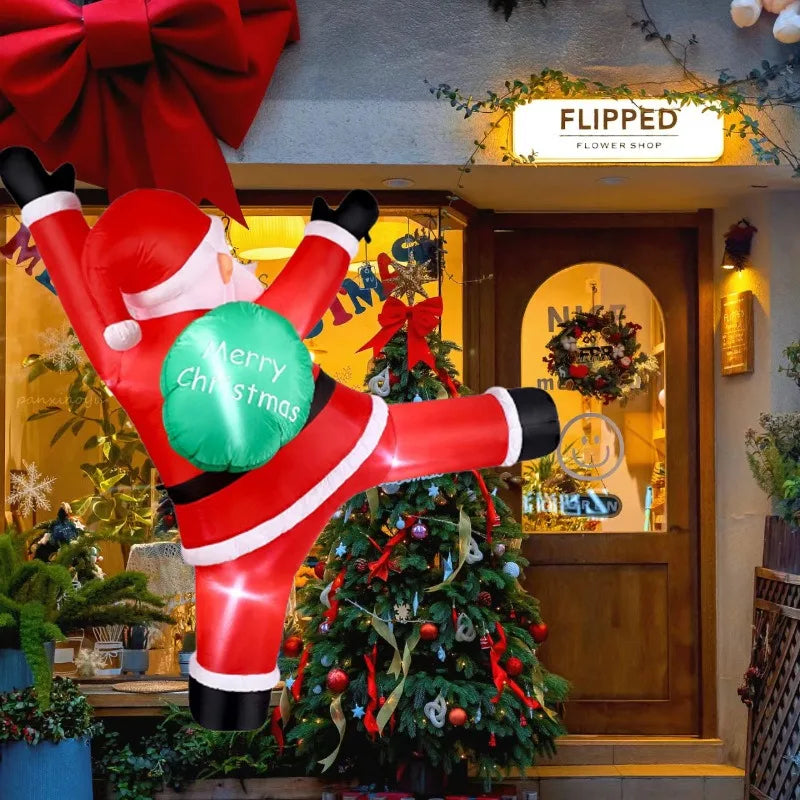 Christmas Inflatable Model,climbing Wall Santa Claus Glowing Inflatable Model, Outdoor Garden Scene Decoration Hanging Ornaments