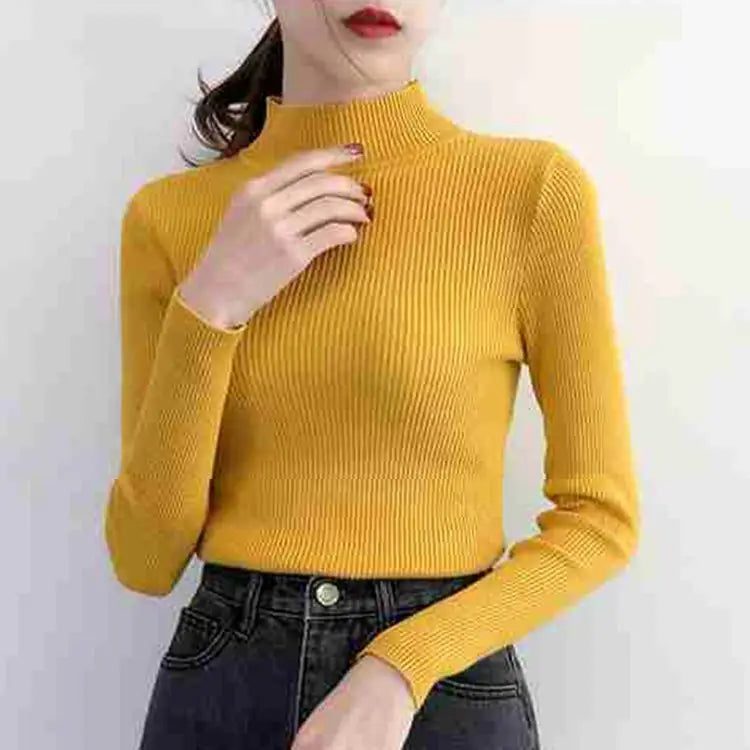 HB Mode Mock Neck Pullover - Damen, Gr. S-L, Dünn, Strick