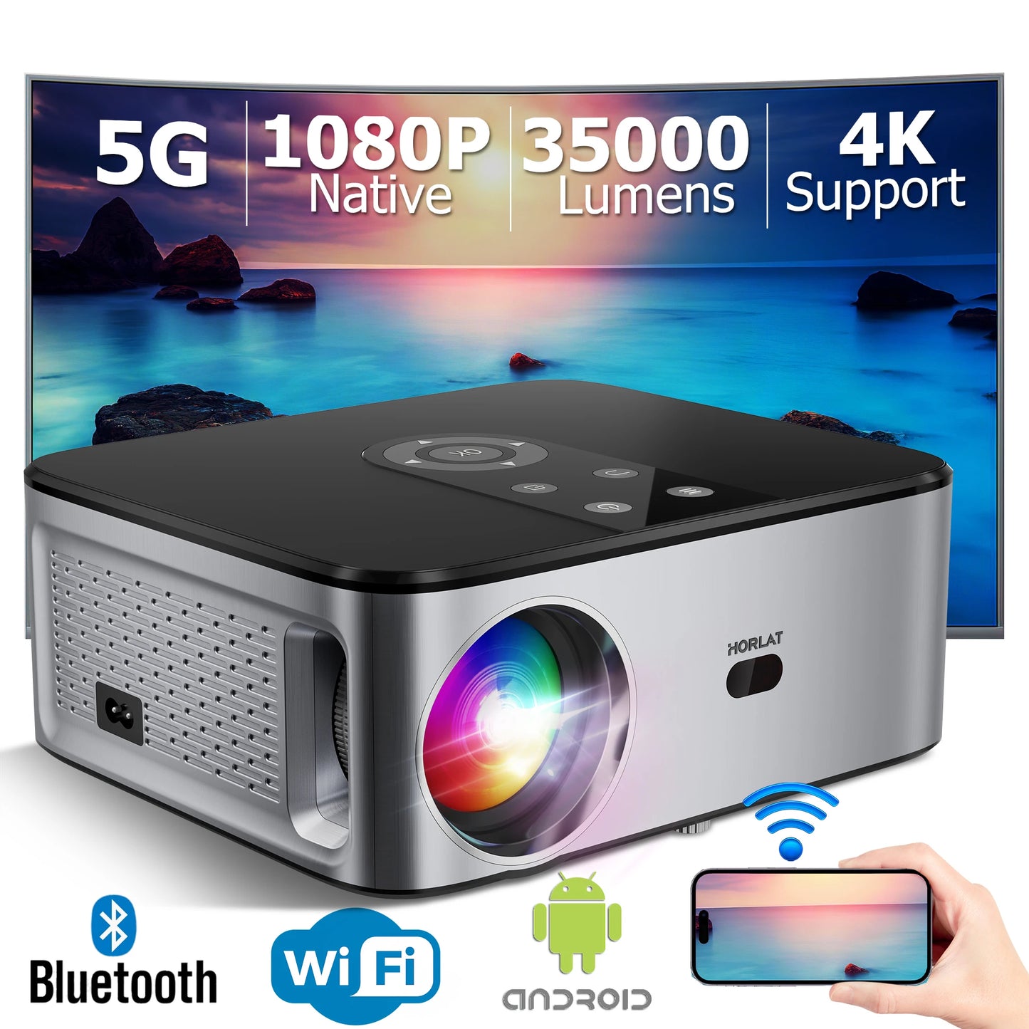 HORLAT T3N 4K LED-Projektor - 1500 ANSI-Lumen, 105 W, 13,5 Zoll