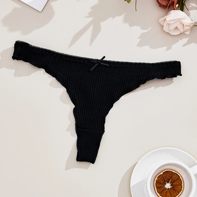 Damen-Unterwäsche 2025: 3er-Set Baumwoll-Strings tief sitzend einfarbig - Elegante Tangas Fashion Casual Comfort Fit