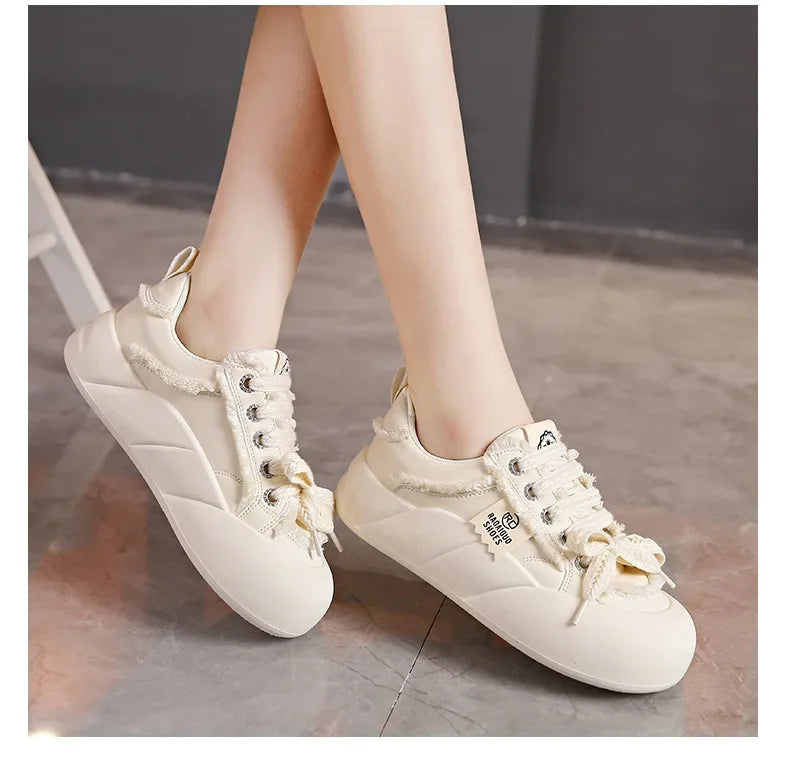 Women Flat New Wave Platform Sneakers Female Autumn New Round Toe Mixed Colors Women Casual Shoes Comfortable Breathable Loafers