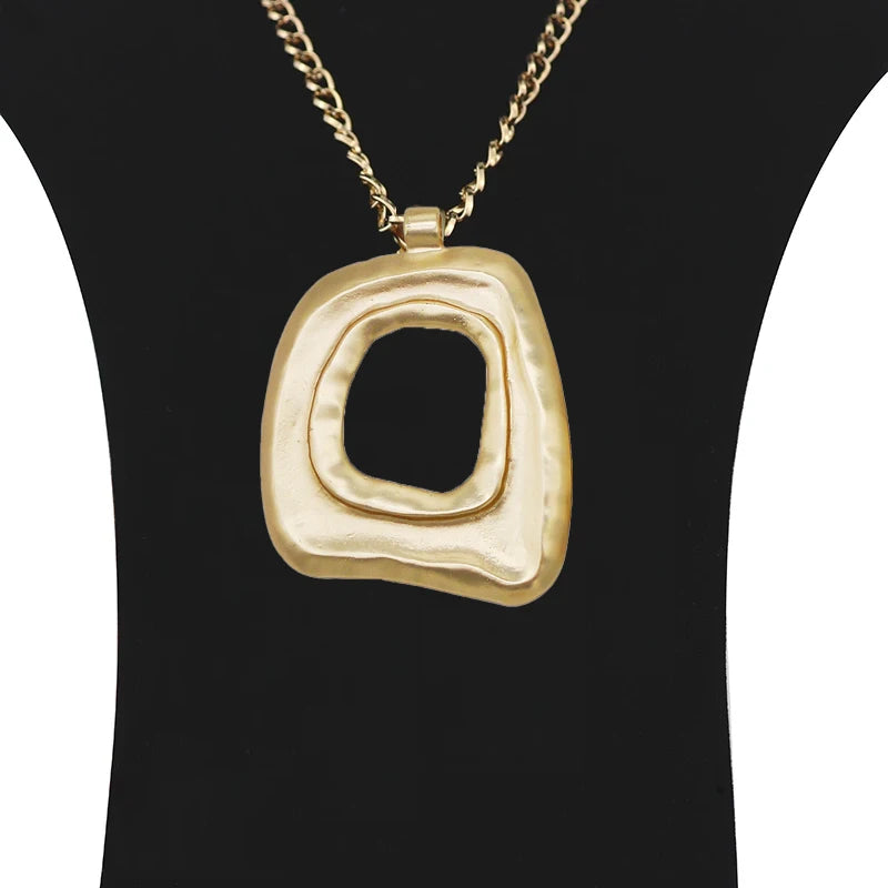 ZXZCN Lange Goldkette Unregelmäßiger Anhänger - Zink 60cm