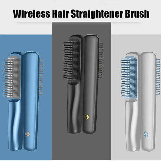Negative Ion Men Beard Straightener Brush Wireless Hair Straightener Brush USB Charge Hair Straightening Comb Hair Style Tools