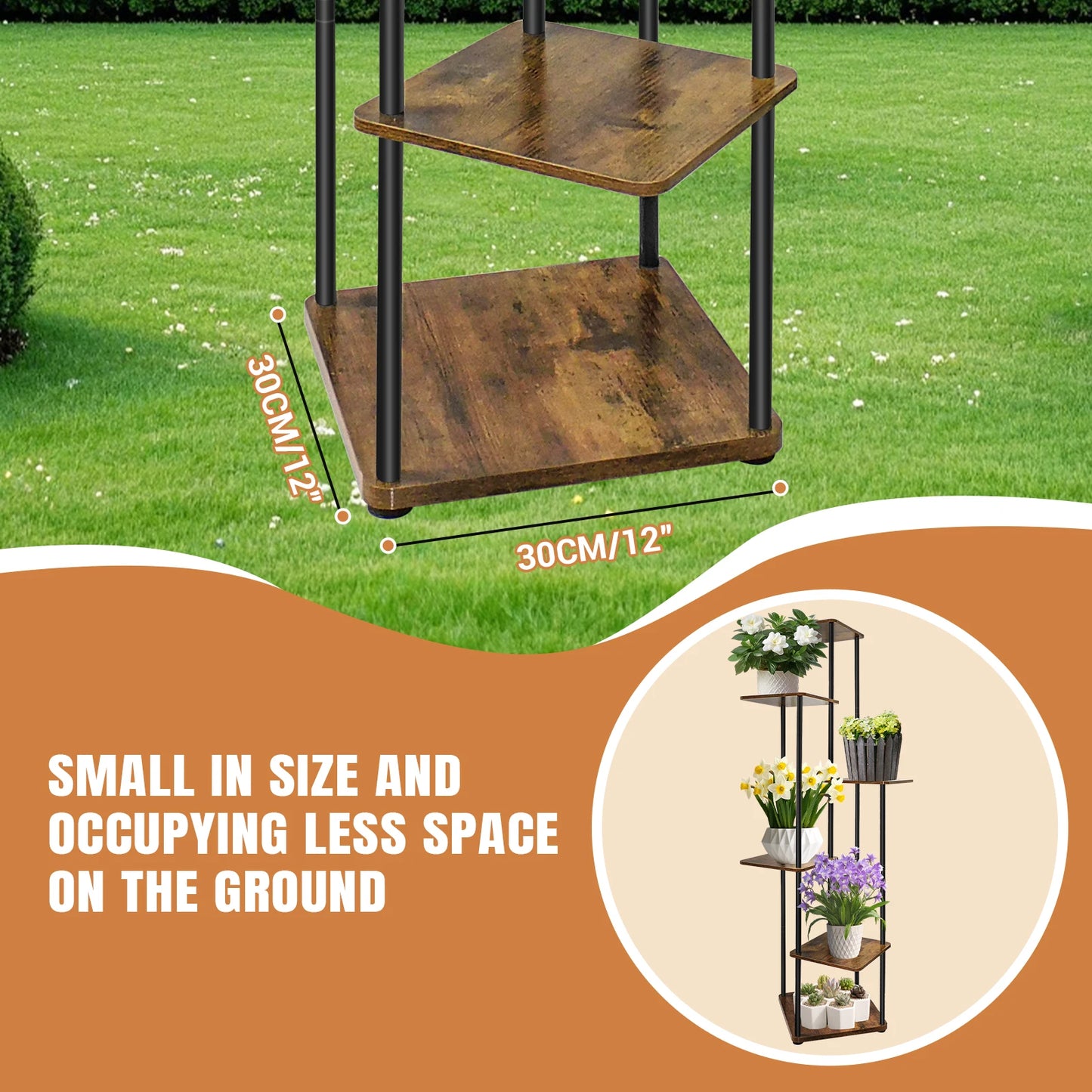 GreenNest Pflanzenständer Metall Naturholz 4-6 Stufen