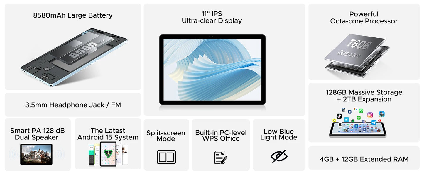 DOOGEE U11 Ultra Klar 90Hz Display - 11 Zoll, 128GB ROM, 8580mAh Akku