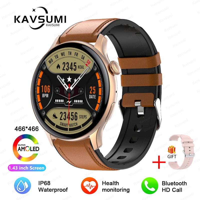 NFC Smartwatch AMOLED HD GPS - 220–300 mAh, 1,43 Zoll Display, 5 Tage Akku