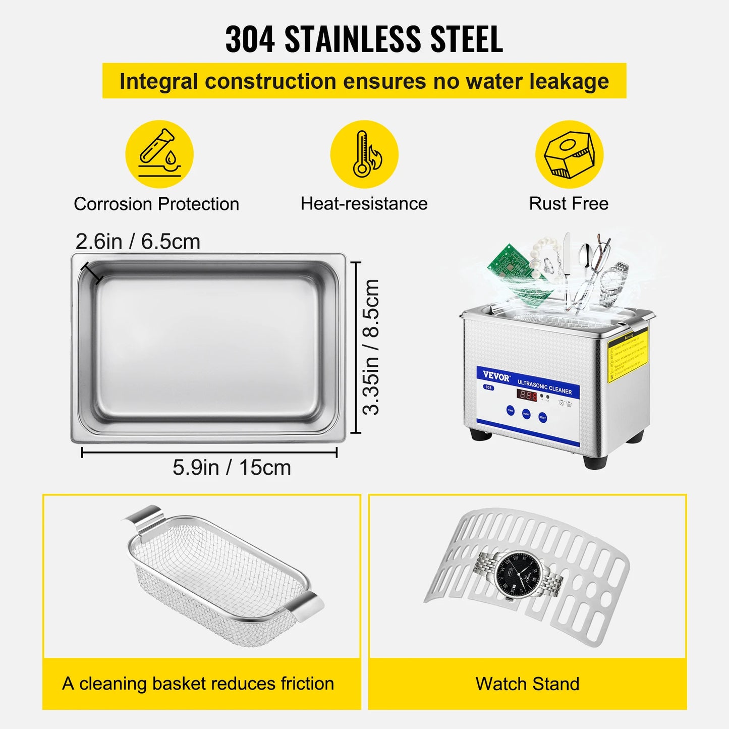 Ultraschall-Reiniger 2025: VEVOR 800ml Ultrasonic Cleaner Portable Washing Machine 35W Mini Dishwasher Collection