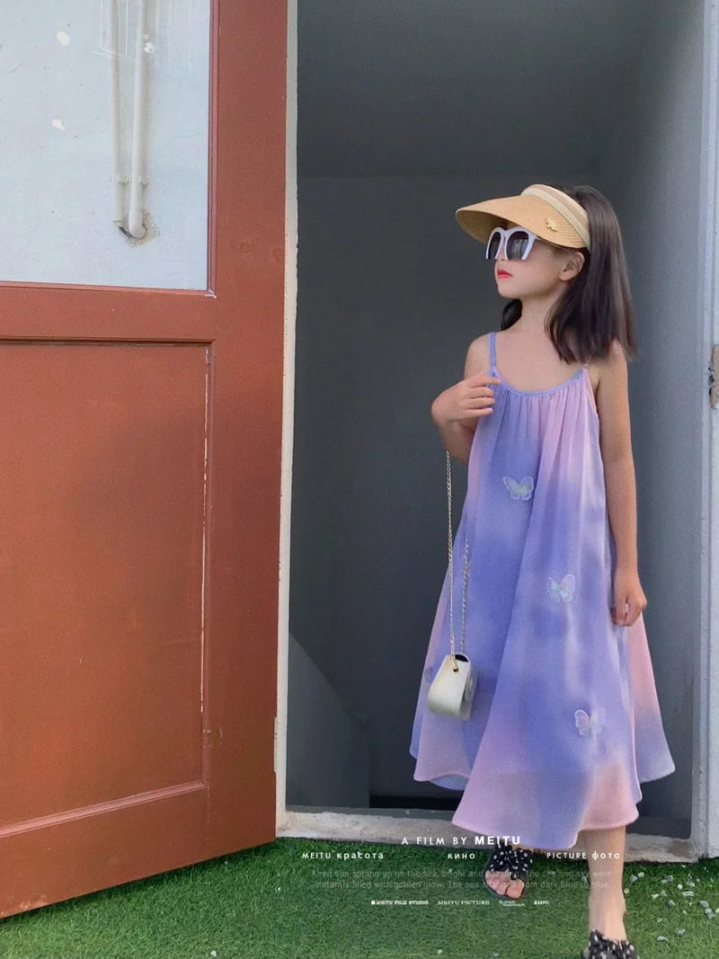 Fashion New Family Matching Outfits Dresses Mother Daughter Clothes Staining Suspender Dress Mom Kids Parent-child Dress Outfits