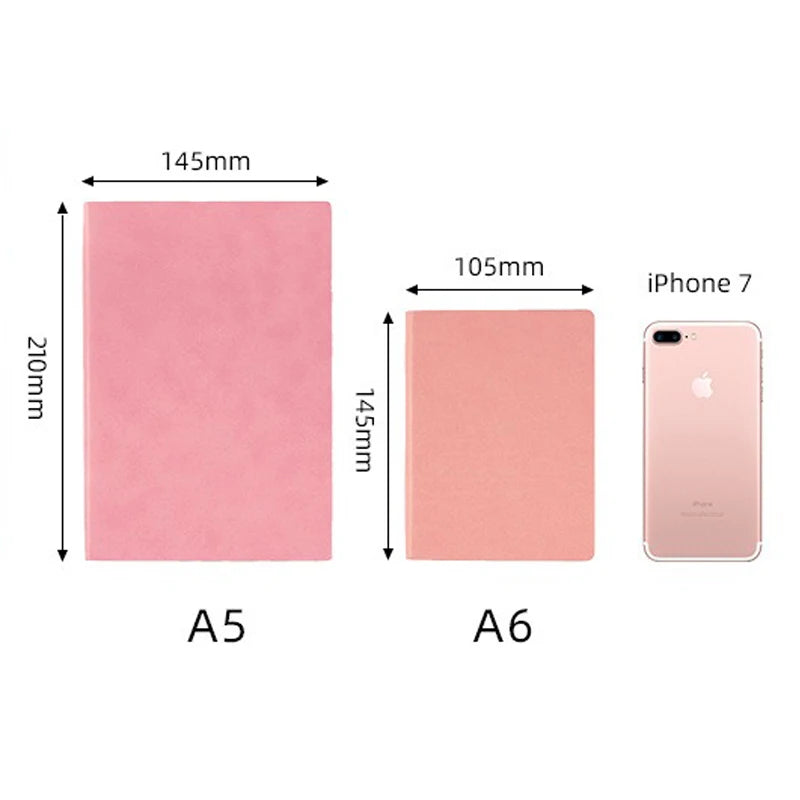 Cute Notebook 2025 - 200 Seiten A5/A6 PU Leder Rainbow Color Edge Schule Tagebuch