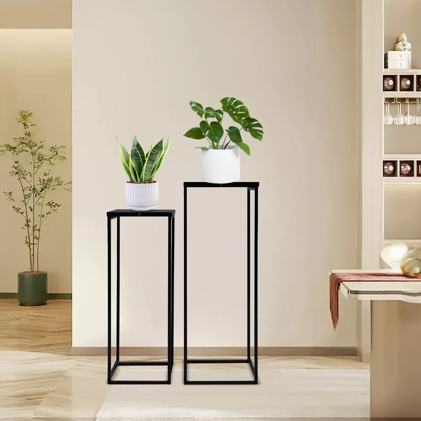 Bymaocar Pflanzenständer-Set 70/60 cm Metall Tragfähigkeit 4-5 kg