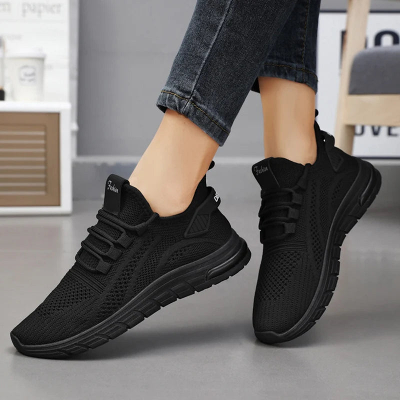 Lucyever L6228 Atmungsaktiv Sneaker - Weiß Mesh Slip On