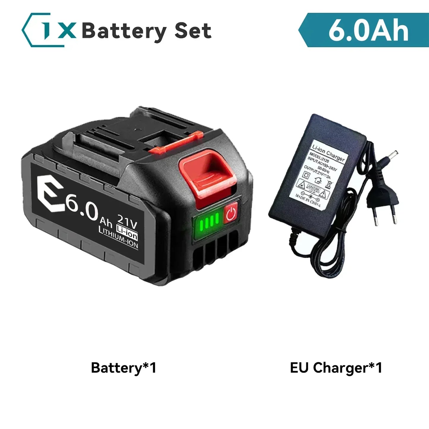 Makita 21V 6000mAh 5S2P Li-ion Battery for Power Tools Drills High Capacity Fast Charge Rechargeable with Protection Circuit