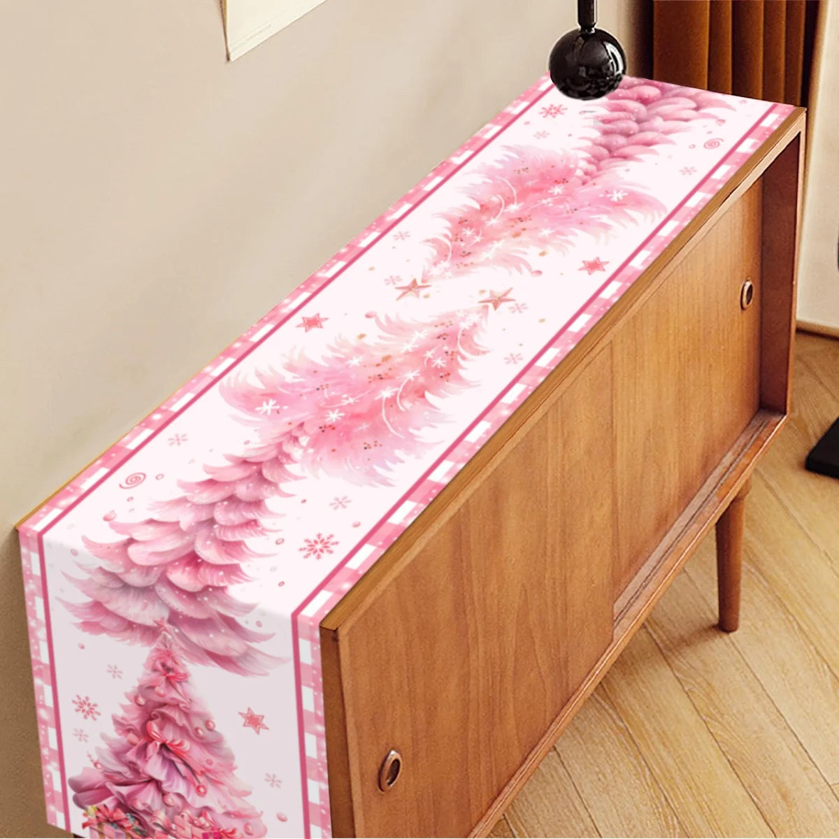 Pink Christmas Table Runner Snowman Santa Claus Merry Christmas Decorations For Home 2025 Navidad Noel Gift New year Tablecloth