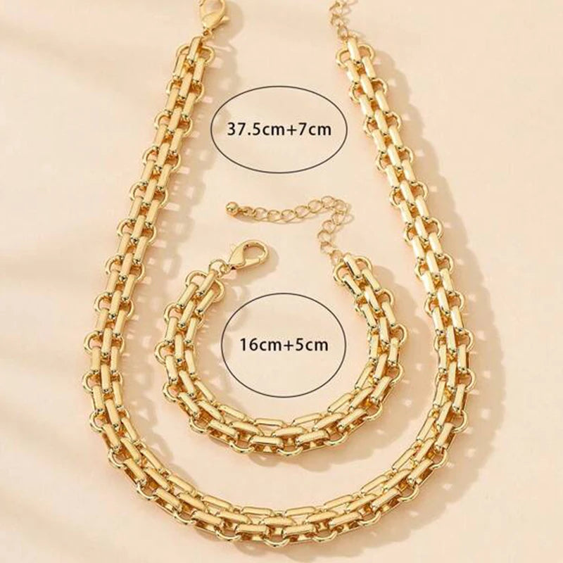 ObegaChoice Goldene Link Kette Punk - Kupfer Metall 50cm