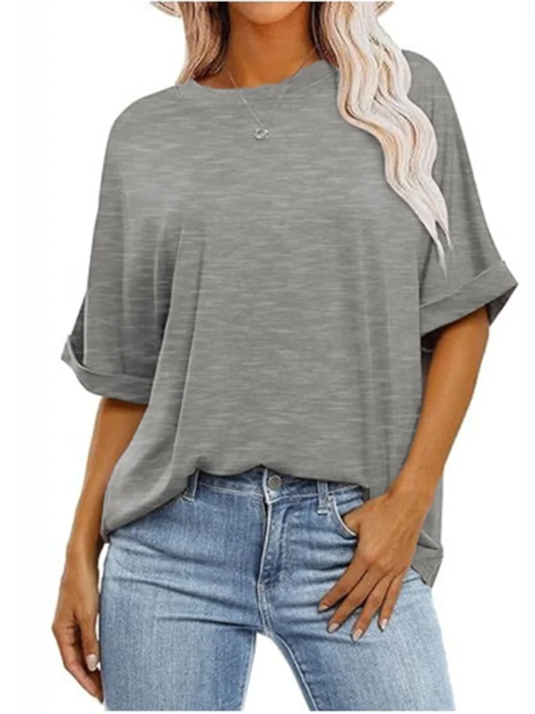 Damen-T-Shirt 2025: INPETAL Loose Round Neck Short Sleeve Top - Women's Simple T-Shirt Fashion Lady Summer Everyday Clothes Collection