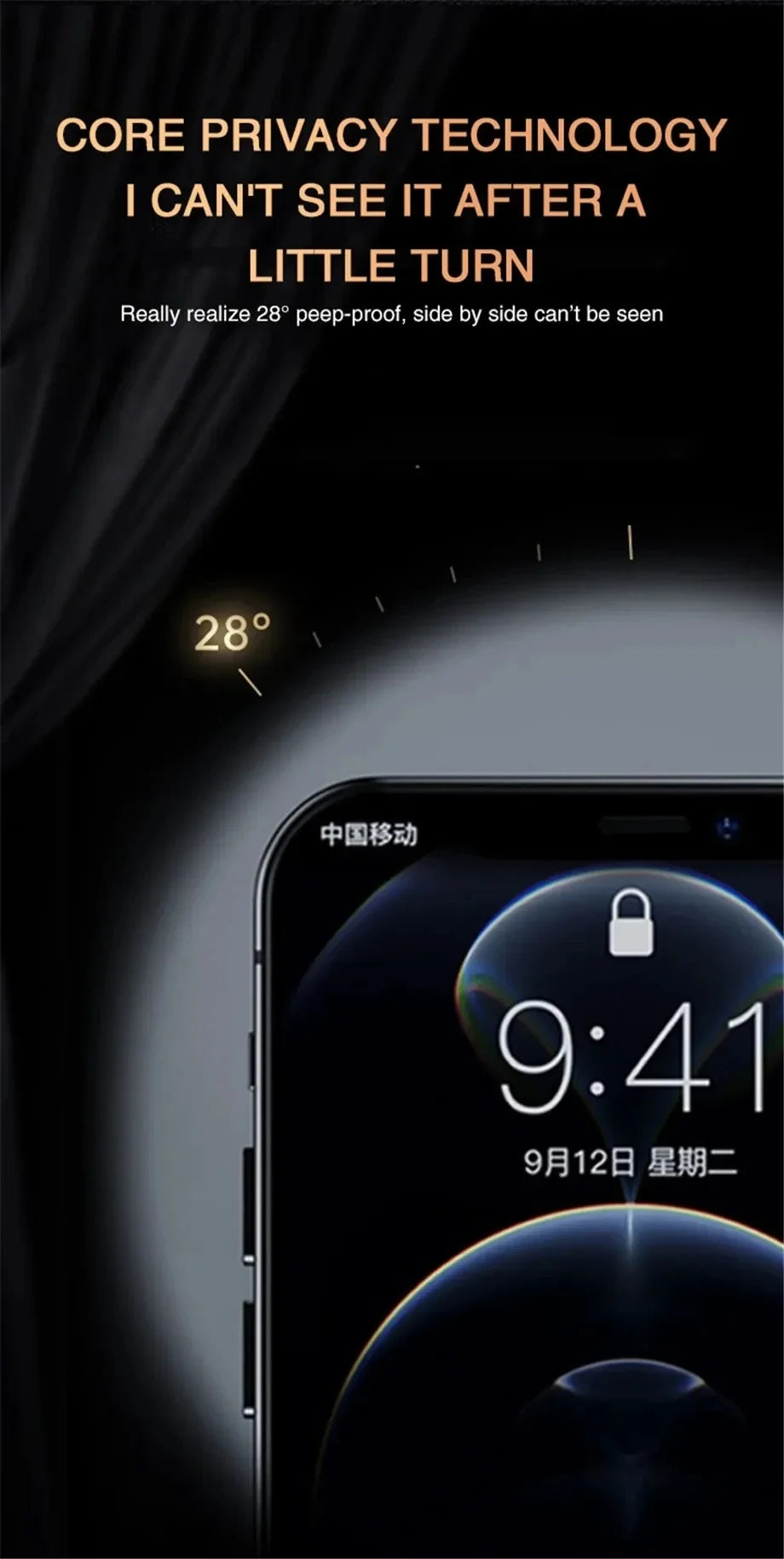 KENNAGE Privacy Panzerglas - Full Cover 0,33 mm 9H iPhone