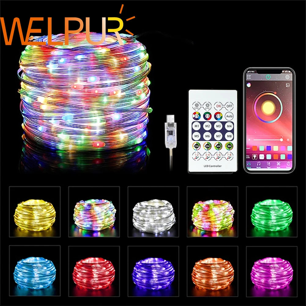 WELPUR RGBIC Lichterkette - USB-Betrieb, IP67, Länge 5-20 m