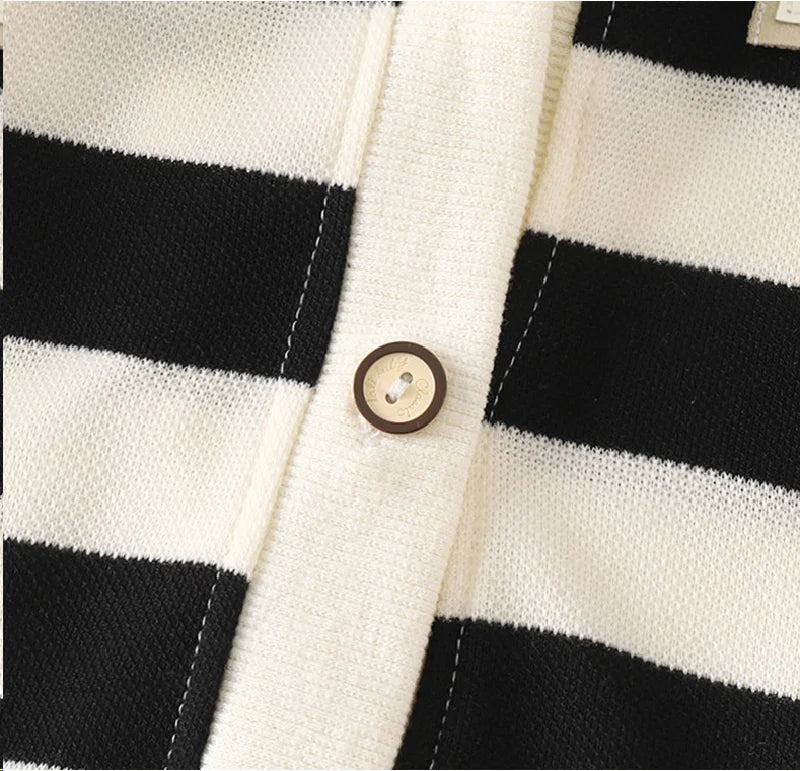 Kinder Gestreifte Strickjacke - Gr. S-XL dünn Wolle