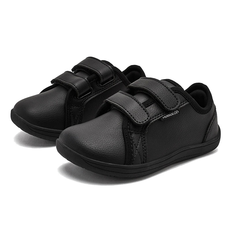 HOBIBEAR Kinder Barfuß Schuhe 2025 - Klein/Groß/Kind Weite Zehen Minimalistische Sneaker - Leichtgewicht Klettverschluss Kunstleder Schuhe
