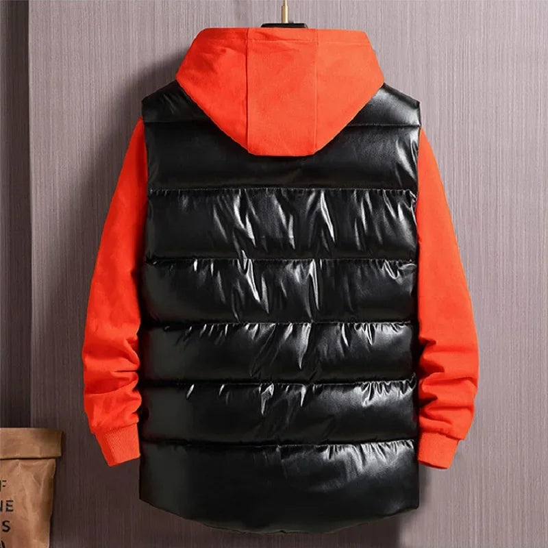 MAINKULCN Weste Winter Warm Ohne Ärmel - Größe XXXXXL PU Leder Wasserdicht Hochwertig