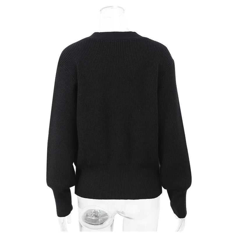 Luna Damen-Strickjacke V-Ausschnitt - Langarm, Knopf, M-L/XL