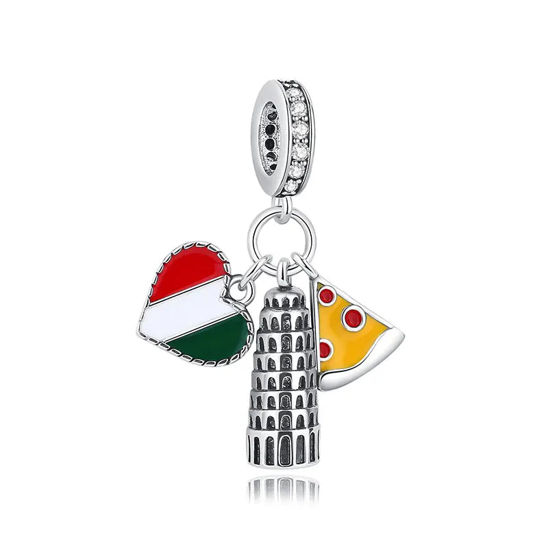 Originale 925 Sterling Silber Charms Liebe Reise London Bus Koffer Paris Perlen passen für Pan Armbänder Halsketten Frauen DIY Schmuck