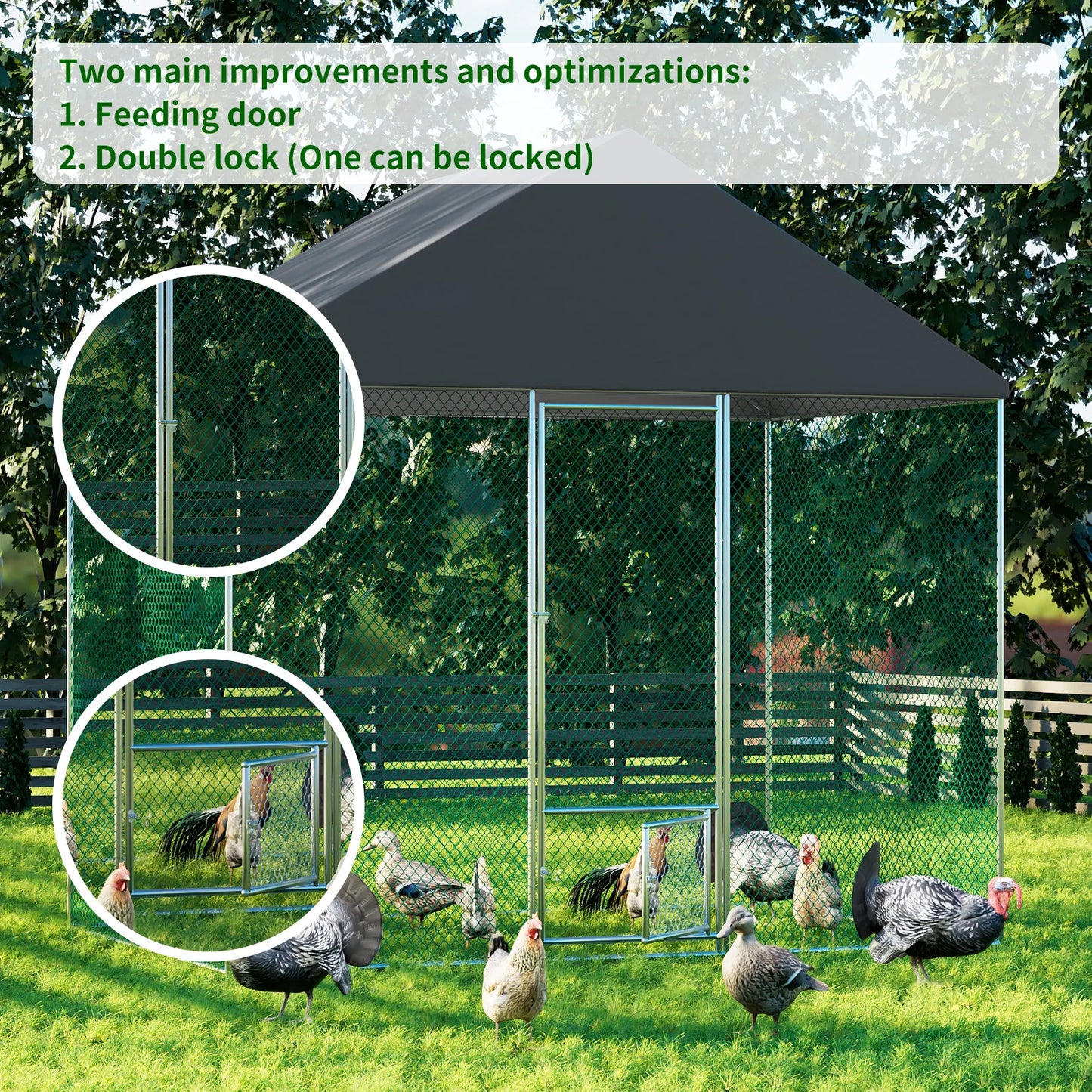 XXL XL Large Outdoor Chicken Run Coop Heavy Duty Walk-In Chicken Coop Run Cage Duck Goose Pen Fence with Lockable Door