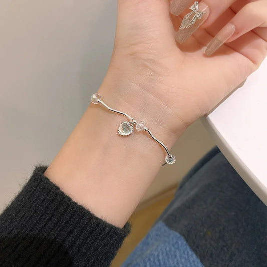 Luxus Kristall Armband für Damen - Mode Herz Charm Armbänder - Strass Bangle Braut Schmuck Accessoires Geschenke (Variante 2)