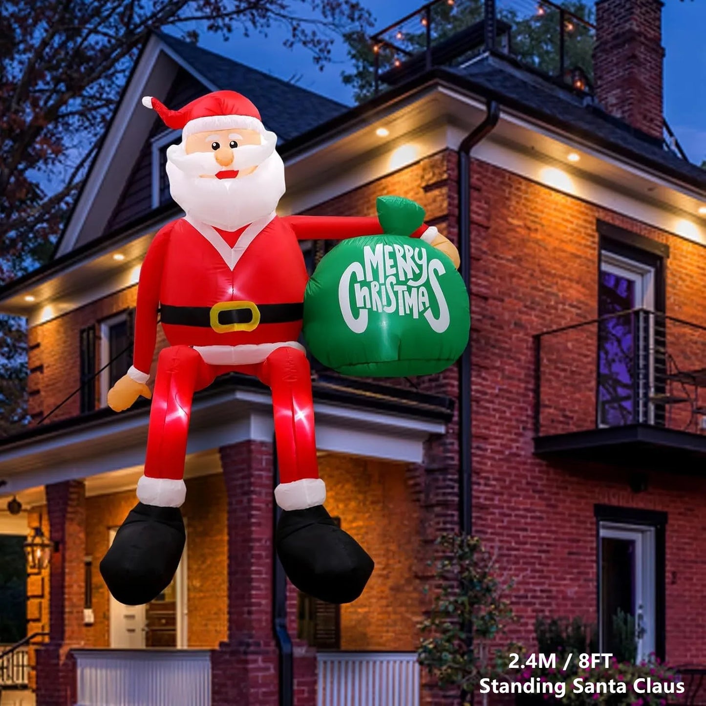 Christmas Inflatable Model,climbing Wall Santa Claus Glowing Inflatable Model, Outdoor Garden Scene Decoration Hanging Ornaments