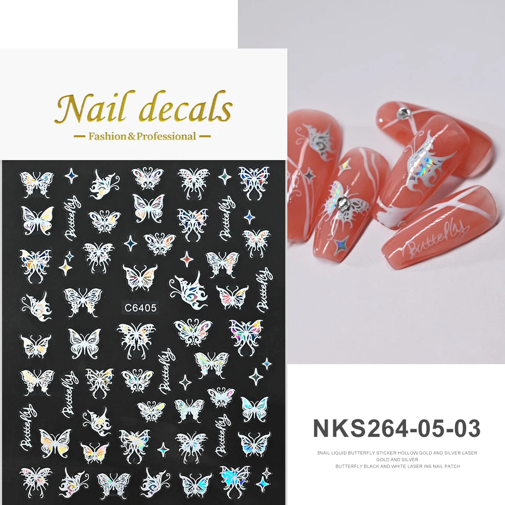 MAFANAILS NLS 3D Holografisch Schmetterling - 1St Schwarz