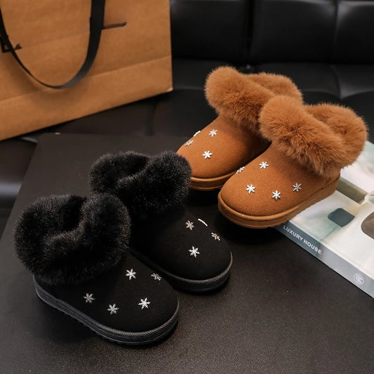 Kinder Winter Schneestiefel für Mädchen Neue klassische Kindermode Baumwollstiefel Outdoor Bequeme Kleinkinder Pelzige Plüsch Stiefeletten