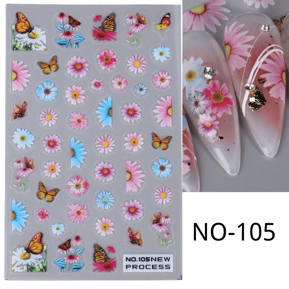 SWEET TREND JINO 3D Blumenaufkleber - 12 Stück Matte S