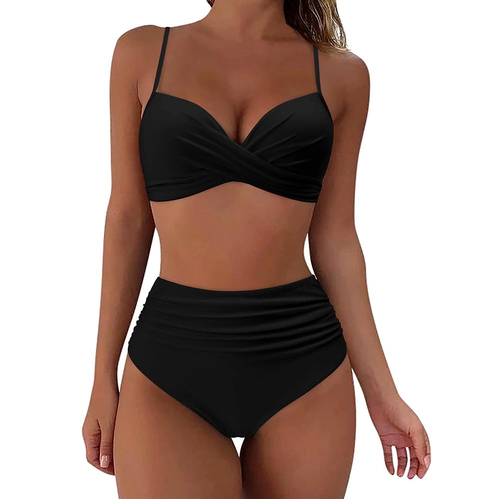 Vintage High Waist Bikinis: Push Up Schwimmbekleidung Bedruckt - Frauen Schwimmanzug Damen Strandmode Sommer Bademode Retro-Charme