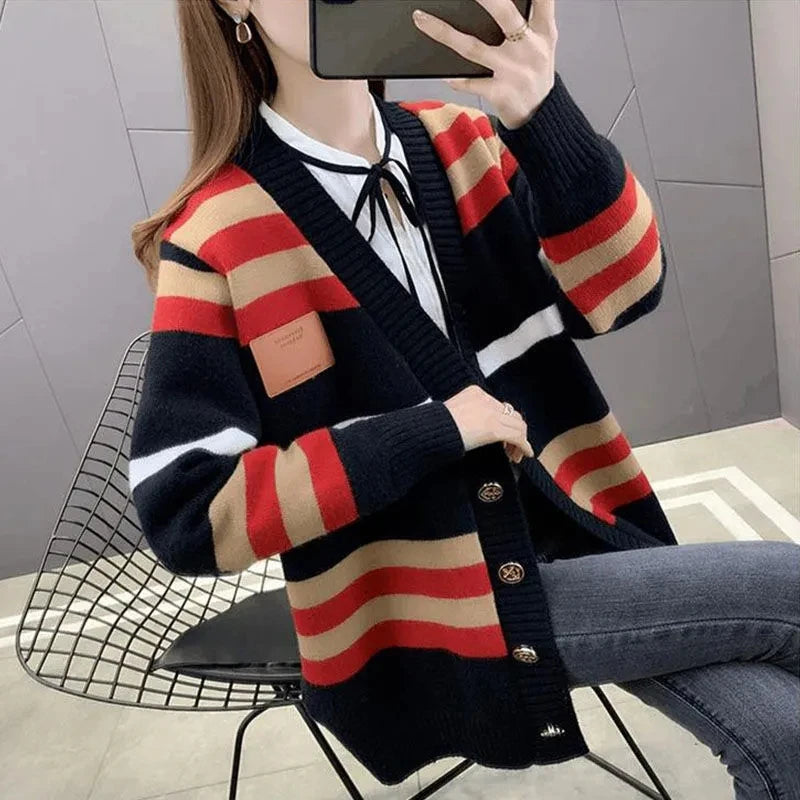 CNJiangxi Strickcardigan - V-Ausschnitt, Lockere Passform