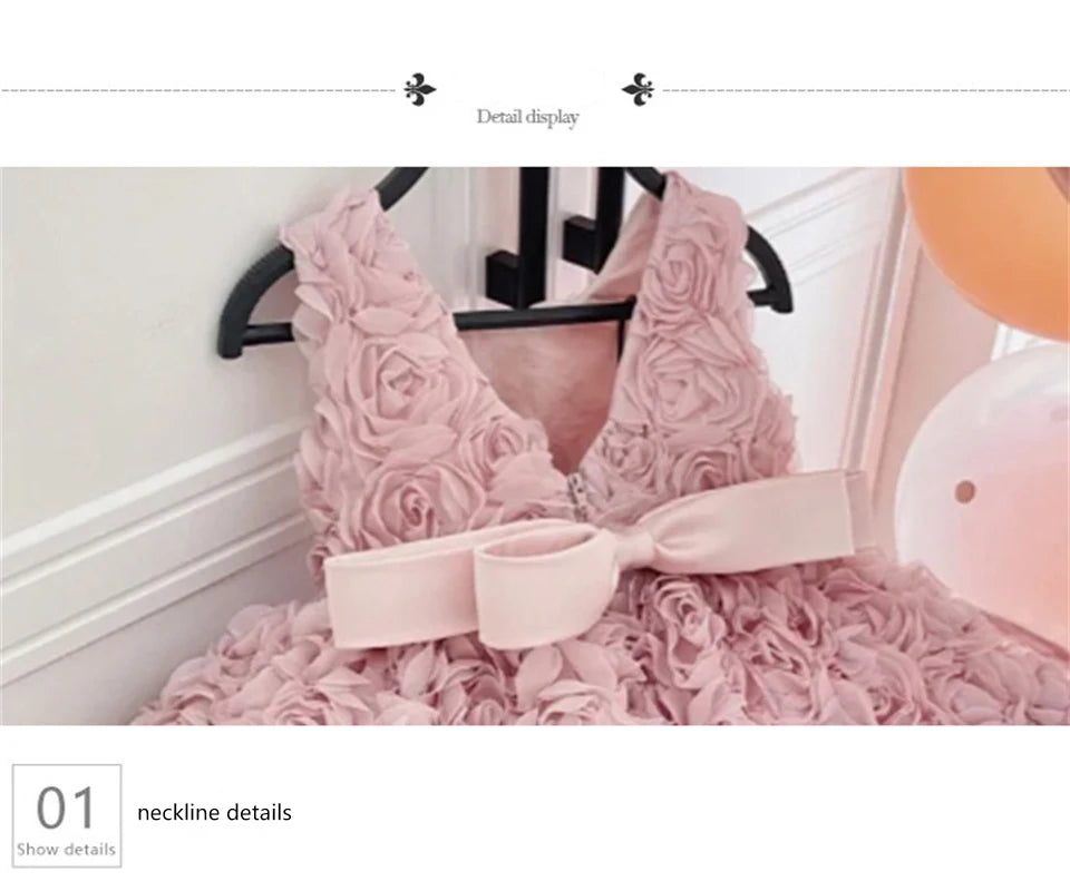 Baby Dress 2023 New Summer Girls Dress For Children' Floral Baby Princess Tutu Dress Birthday Party Children's Wear Girls Dress