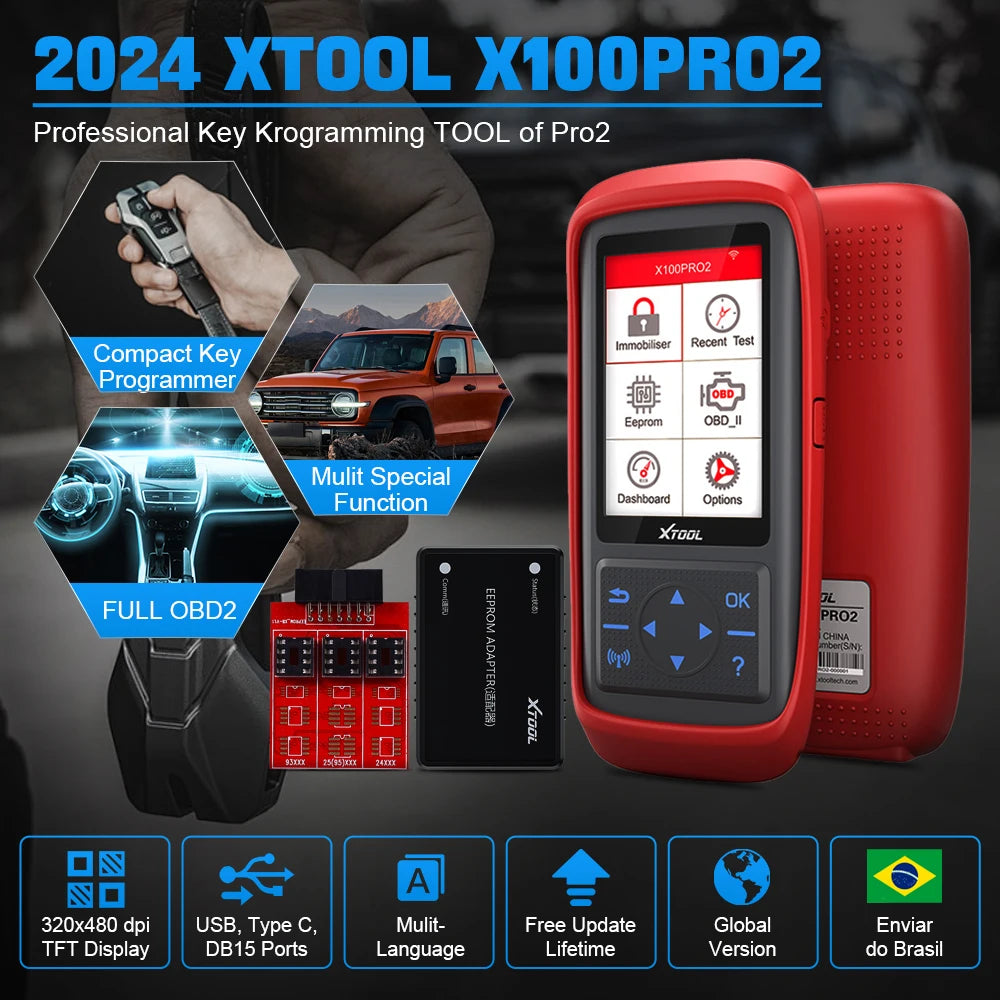 XTOOL X100 Pro2 OBD2 Scanner 2025 - Professional Key Programmer EEPROM Adapter - Auto Diagnosegerät Lifetime Update