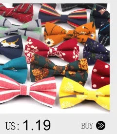 Solid Colors Polyester Adjustable Men's Accessory Set Elegant Pre-Tied Bow Tie Matching Pocket Square & Cufflinks for Wedding
