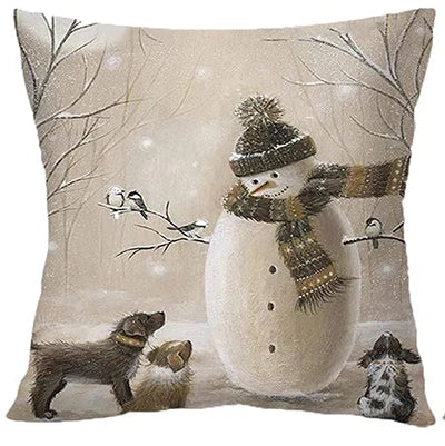Christmas Decoration Pillow Cover 40 X40cm Animal Snowman Cushion Cover Square Pillowcase, Sofa Bedroom Decoration Gift