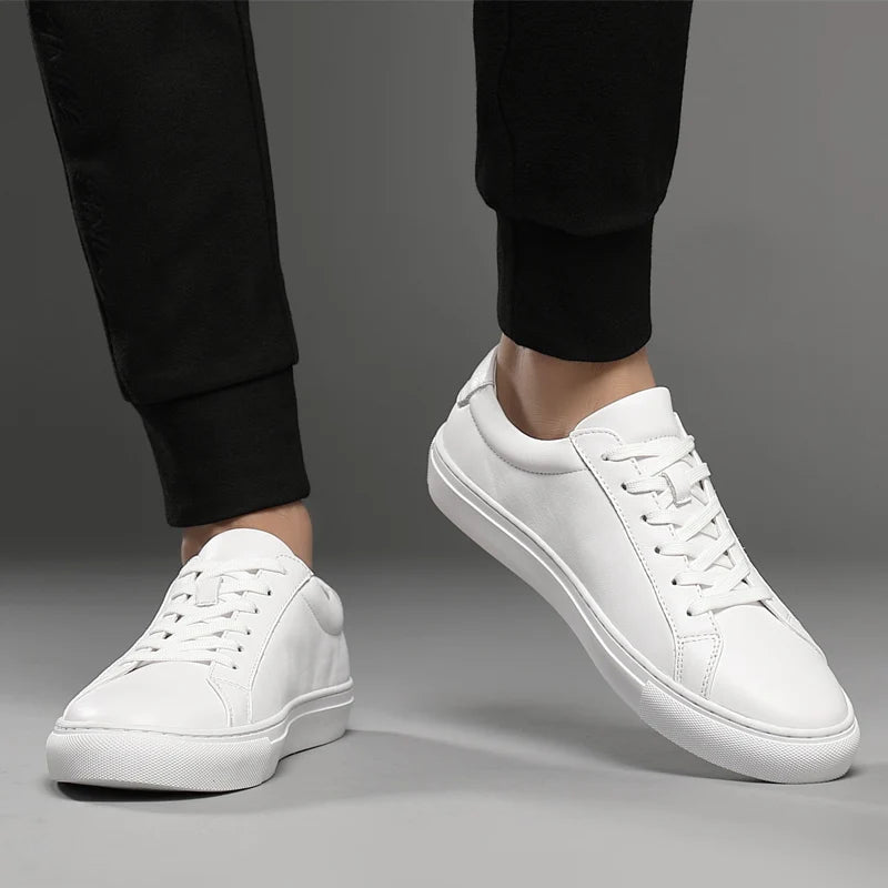 Mens Sneakers Genuine Leather Casual Outdoor Shoes Non-Slip Breathable Luxury Brand Footwear Top Quality Handmade White Shoe Men
