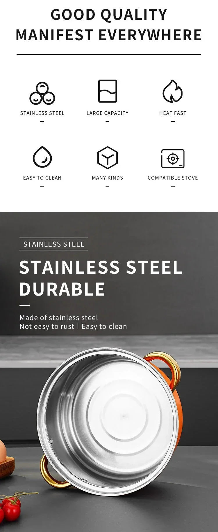 J6018 Suppentopfset Induktion - 6tlg Edelstahl Deckel
