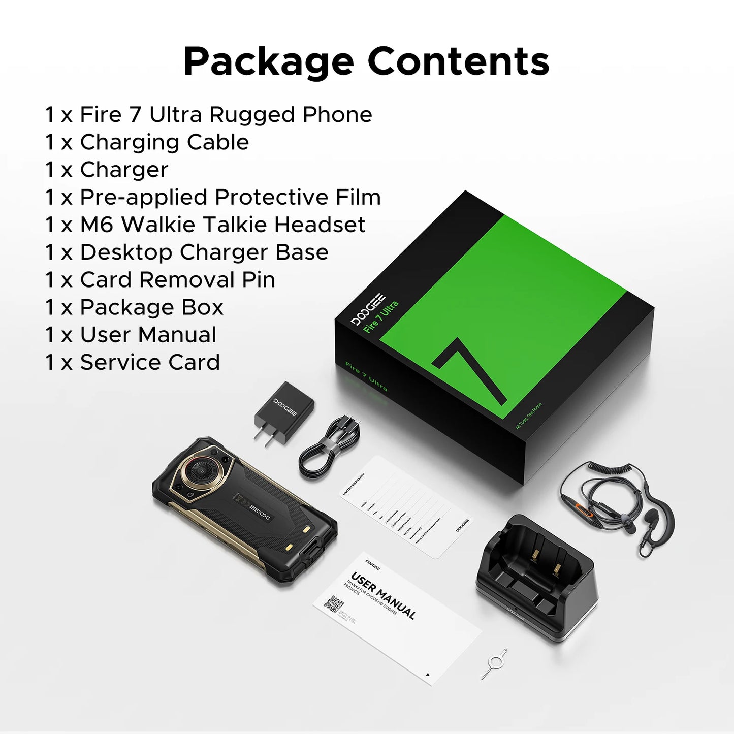 DOOGEE Fire 7 Ultra 5G Robustes Smartphone - 13000 mAh, 33 W, 6,6 Zoll